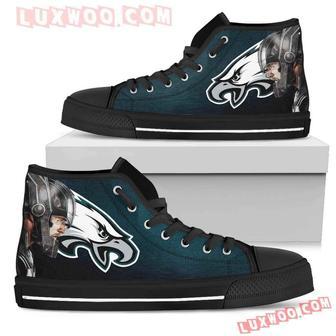 Thor Head Beside Philadelphia Eagles High Top Shoes Sport Sneakers | Favorety DE