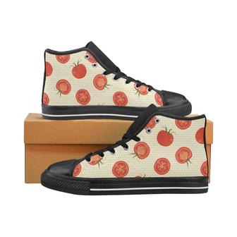Tomato dot background Men's High Top Shoes Black - Monsterry