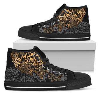 Tonga Polynesian High Top Shoes - Gold Turtle Flowing - - Monsterry DE