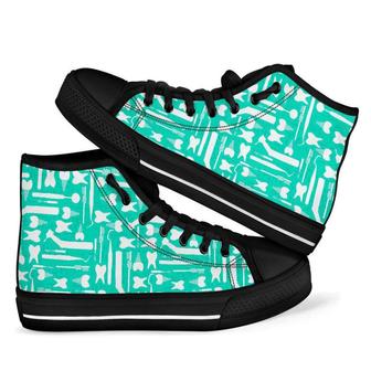 Tooth Dental Dentist Dentistry Men Women's High Top Shoes - Monsterry