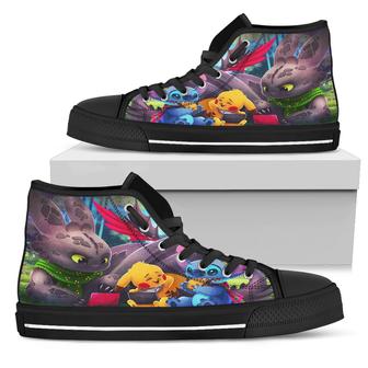 Toothless And Friends Lover Shoes Gift For Fan High Top Shoes For Men And Women - Monsterry AU