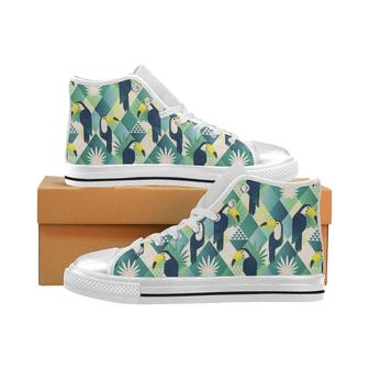 Toucan tropical leaves design pattern Women's High Top Shoes White - Monsterry CA