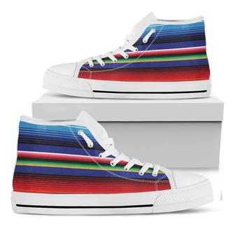 Tribal Mexican Serape Pattern Print White High Top Shoes - Monsterry UK