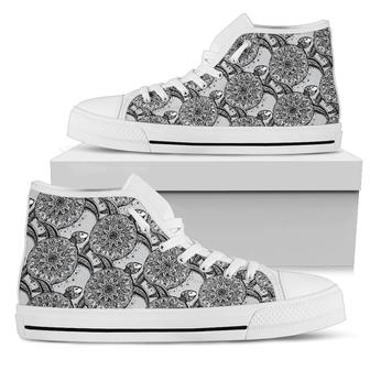 Tribal Turtle Polynesian Themed Print Women High Top Shoes - Monsterry