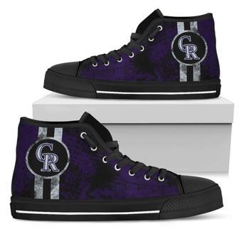 Triple Stripe Bar Dynamic Colorado Rockies High Top Shoes | Favorety