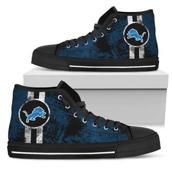 Triple Stripe Bar Dynamic Detroit Lions High Top Shoes | Favorety