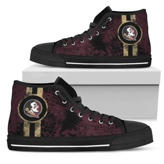 Triple Stripe Bar Dynamic Florida State Seminoles High Top Shoes - Monsterry