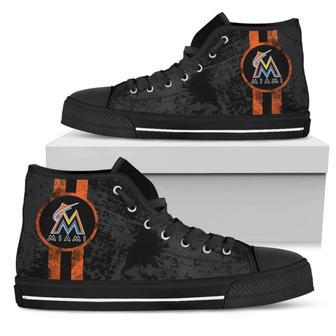 Triple Stripe Bar Dynamic Miami Marlins High Top Shoes | Favorety AU