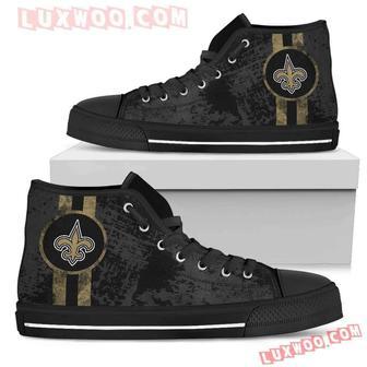 Triple Stripe Bar Dynamic New Orleans Saints High Top Shoes Sport Sneakers | Favorety