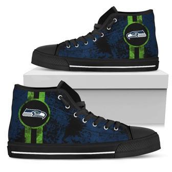 Triple Stripe Bar Dynamic Seattle Seahawks High Top Shoes | Favorety DE