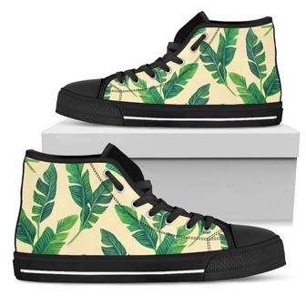 Tropical Banana Palm Leaf Men's High Top Shoes - Monsterry
