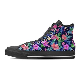 Tropical Exotic Flowers Hibiscus Hawaiian Print Men's High Top Shoes - Monsterry