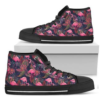 Tropical Flamingo Aloha Black High Top Shoes - Monsterry AU