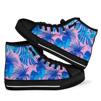 Tropical Floral Hawaiian Palm Leaves Men Women's High Top Shoes - Monsterry CA