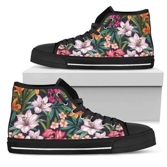 Tropical Flowers Pattern Print Women's High Top Shoes - Monsterry DE