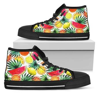 Tropical Fruit Leaf Pattern Print Women's High Top Shoes - Monsterry