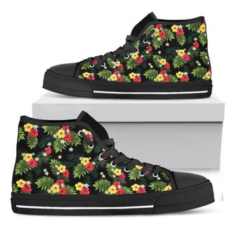 Tropical Hibiscus Aloha Pattern Print Black High Top Shoes - Monsterry AU