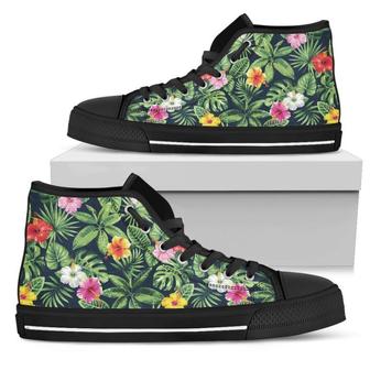 Tropical Hibiscus Flowers Pattern Print Women's High Top Shoes - Monsterry