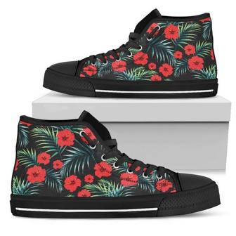 Tropical Hibiscus Leaves Pattern Print Women's High Top Shoes - Monsterry