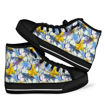 Tropical Palm Leave Elephant Print Men Women's High Top Shoes - Monsterry UK