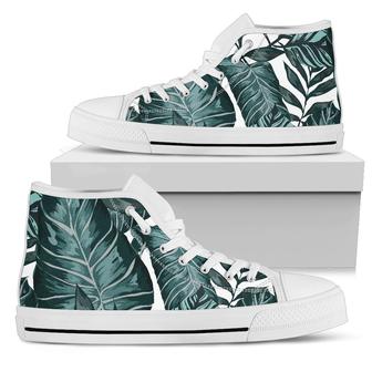 Tropical Palm Leaves Pattern Men High Top Shoes - Monsterry UK
