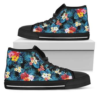 Turquoise Tropical Hawaii Men's High Top Shoes - Monsterry CA