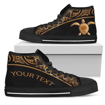 Turtle Custom Personalised High Top Shoes - Polynesian Gold Curve Style - - Monsterry