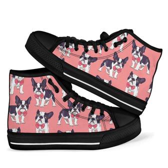 Tuxedo Bulldog Pattern Print Men Women's High Top Shoes - Monsterry AU