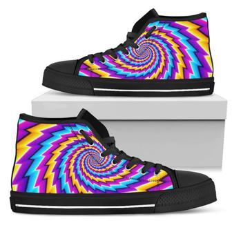 Twisted Spiral Moving Optical Illusion Men's High Top Shoes - Monsterry UK
