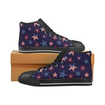 USA Star Pattern Theme Women's High Top Shoes Black - Monsterry UK