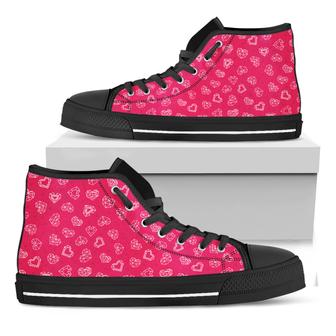 Valentine'S Day Geometric Heart Print Black High Top Shoes - Monsterry CA
