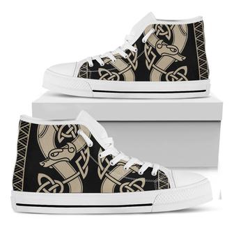 Viking Wolves Symbol Print White High Top Shoes - Monsterry