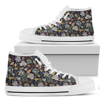 Vintage Indian Floral Pattern Print White High Top Shoes - Monsterry DE