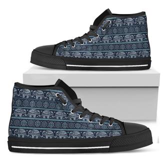 Vintage Indian Tribal Pattern Print Black High Top Shoes - Monsterry