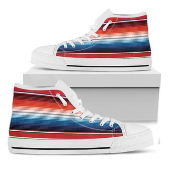Vintage Mexican Serape Pattern Print White High Top Shoes - Monsterry UK