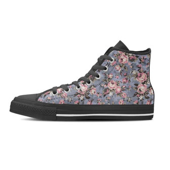 Vintage Pink Rose Flower Print Men's High Top Shoes - Monsterry
