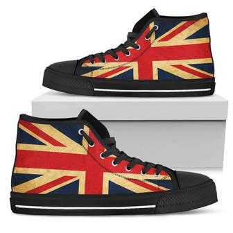 Vintage Union Jack British Flag Print Men's High Top Shoes - Monsterry CA