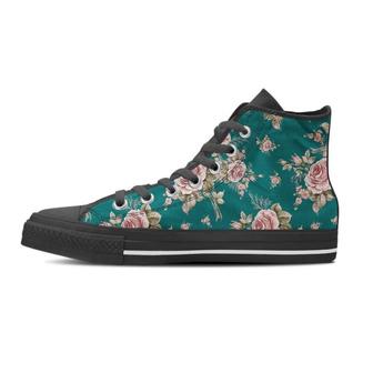 Vintage Watercolor Pink Rose Flower Print Men's High Top Shoes - Monsterry