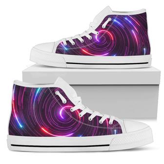 Vortex Twist Swirl Purple Neon Print Women High Top Shoes - Monsterry AU