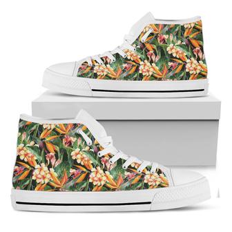 Watercolor Bird Of Paradise Print White High Top Shoes - Monsterry