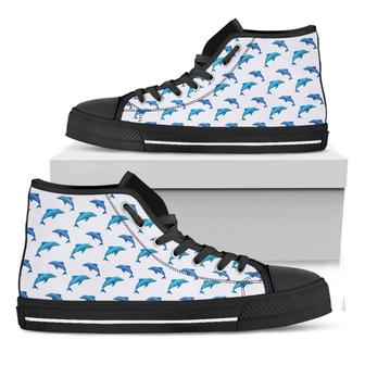 Watercolor Dolphin Pattern Print Black High Top Shoes - Monsterry DE