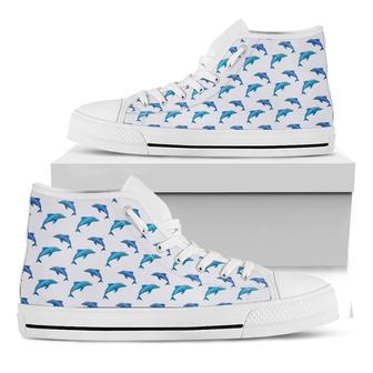 Watercolor Dolphin Pattern Print White High Top Shoes - Monsterry DE