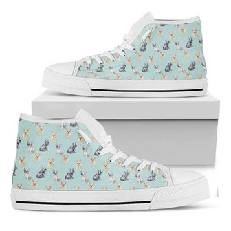 Watercolor French Bulldog Pattern Print White High Top Shoes - Monsterry UK