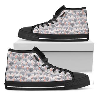 Watercolor Rat Pattern Print Black High Top Shoes - Monsterry