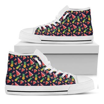 Watercolor Tropical Pattern Print White High Top Shoes - Monsterry