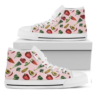 Watercolor Vegan Pattern Print White High Top Shoes - Monsterry UK