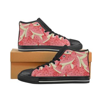 Watermelon Pattern Background Women's High Top Shoes Black - Monsterry UK