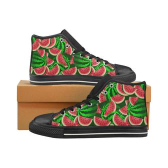 Watermelon Pattern Theme Women's High Top Shoes Black - Monsterry DE
