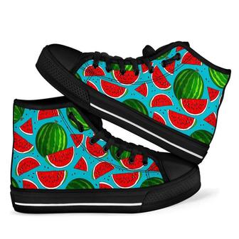 Watermelon Piece Blue Men Women's High Top Shoes - Monsterry UK