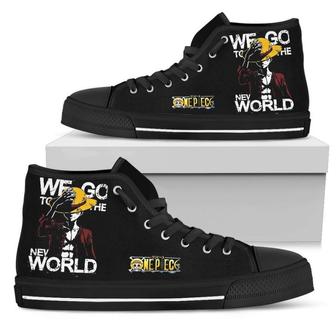 We Go To The New World Luffy Sneakers High Top Shoes - Monsterry